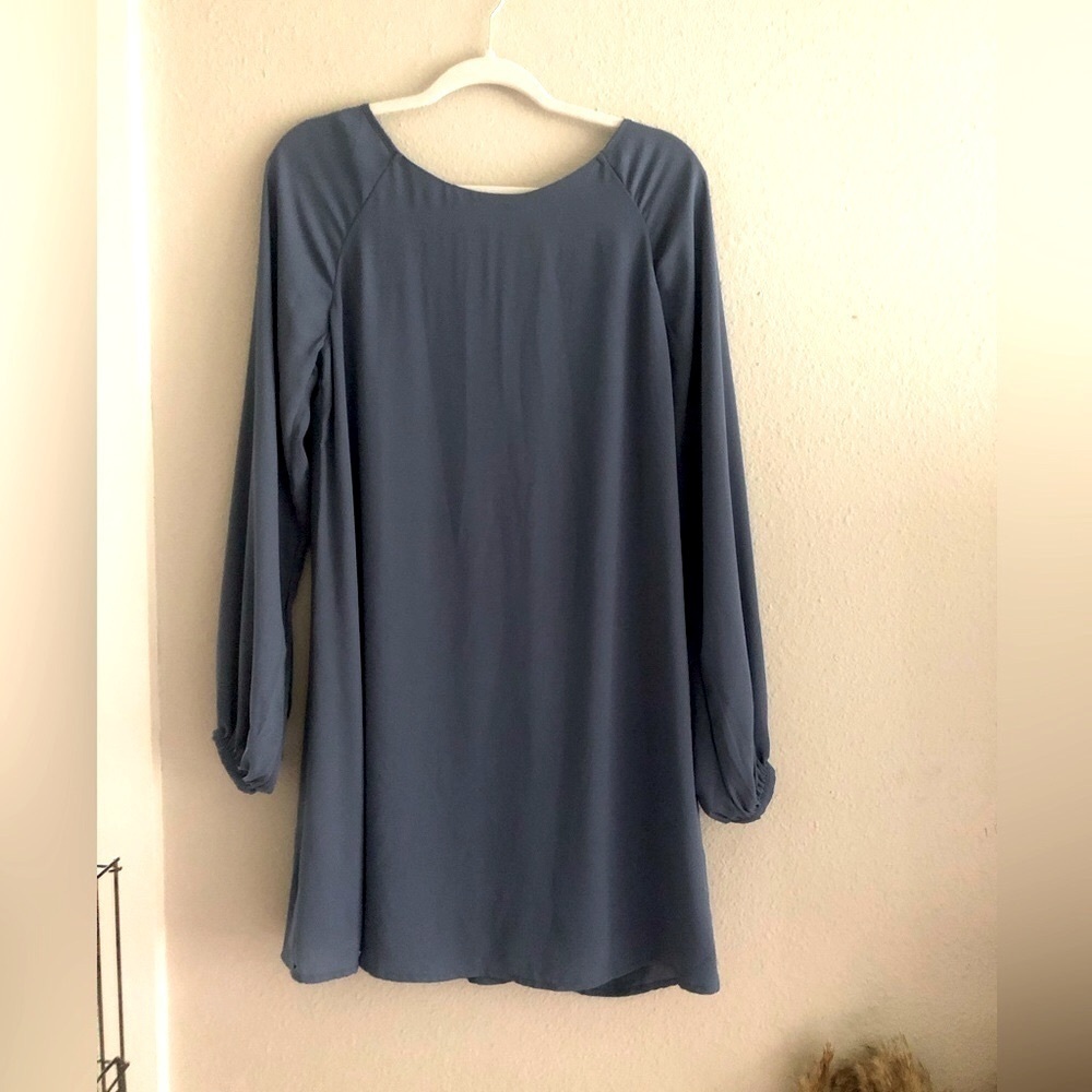 Steel Blue Sheath Dress Long Sleeve size M